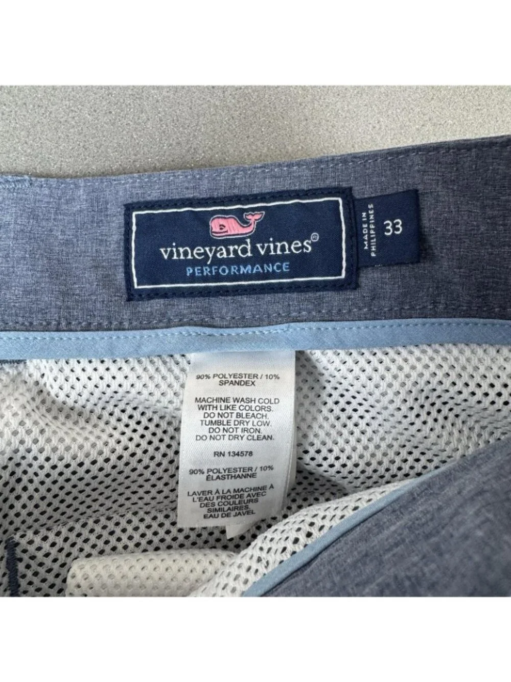 Vineyard Vines Shorts Mens Size 33 Blue Performance Chino Stretch Casual Summer